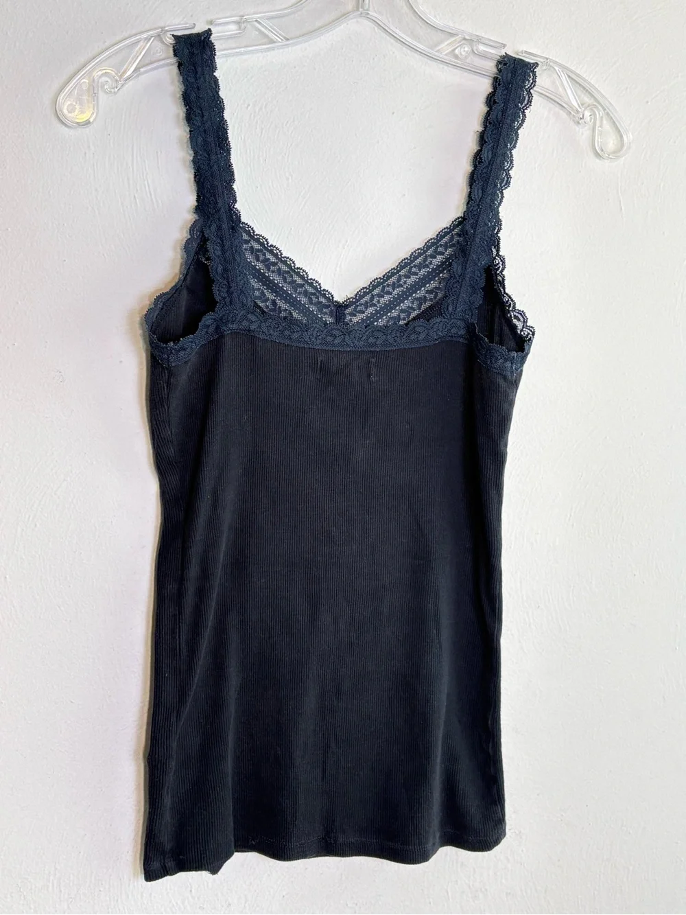 Vintage Y2K Abercrombie & Fitch 2000s Lace Trim Ribbed Cami Tank Top - Picture 5 of 15